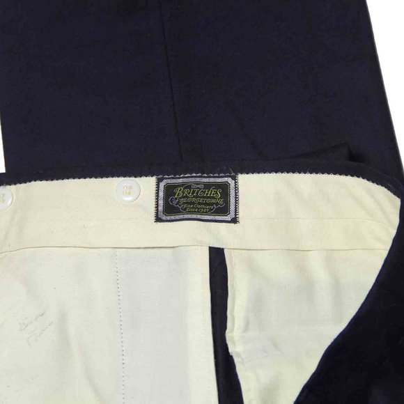 VTG Britches of Georgetown Wool Flannel Dress Pants Navy Blue Size 32 X 32 - Picture 2 of 3